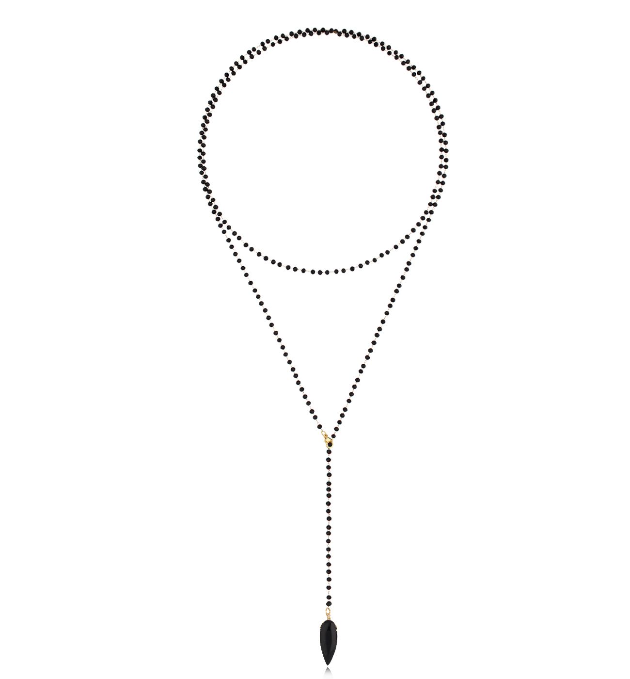 Naszyjnik z czarnymi kryształkami i obsydianem Cristalli NPA1167