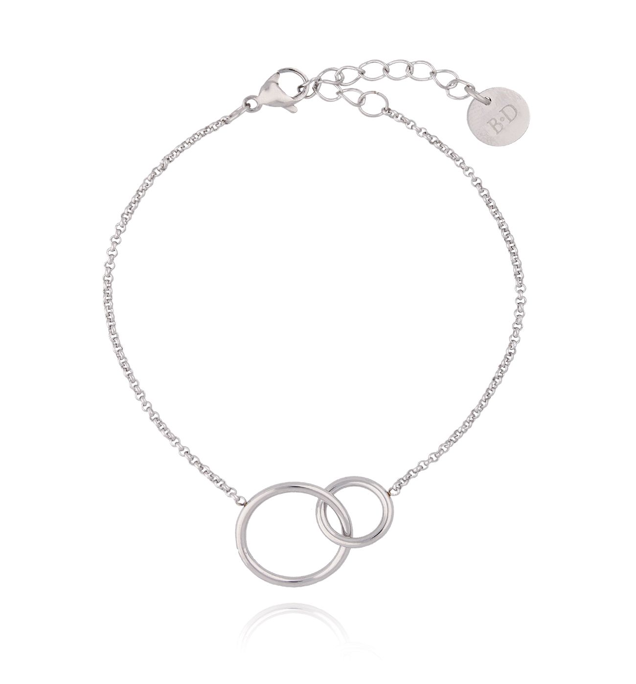 Bransoletka srebrna z kółkami ze stali szlachetnej - By Dziubeka