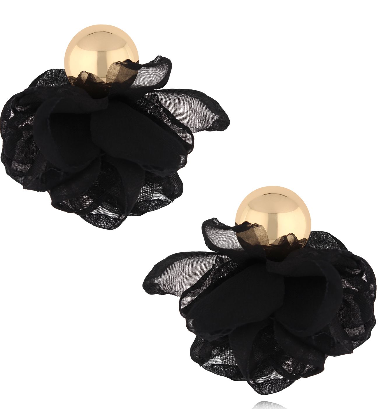 Kolczyki czarne z tkaniną - By Dziubeka