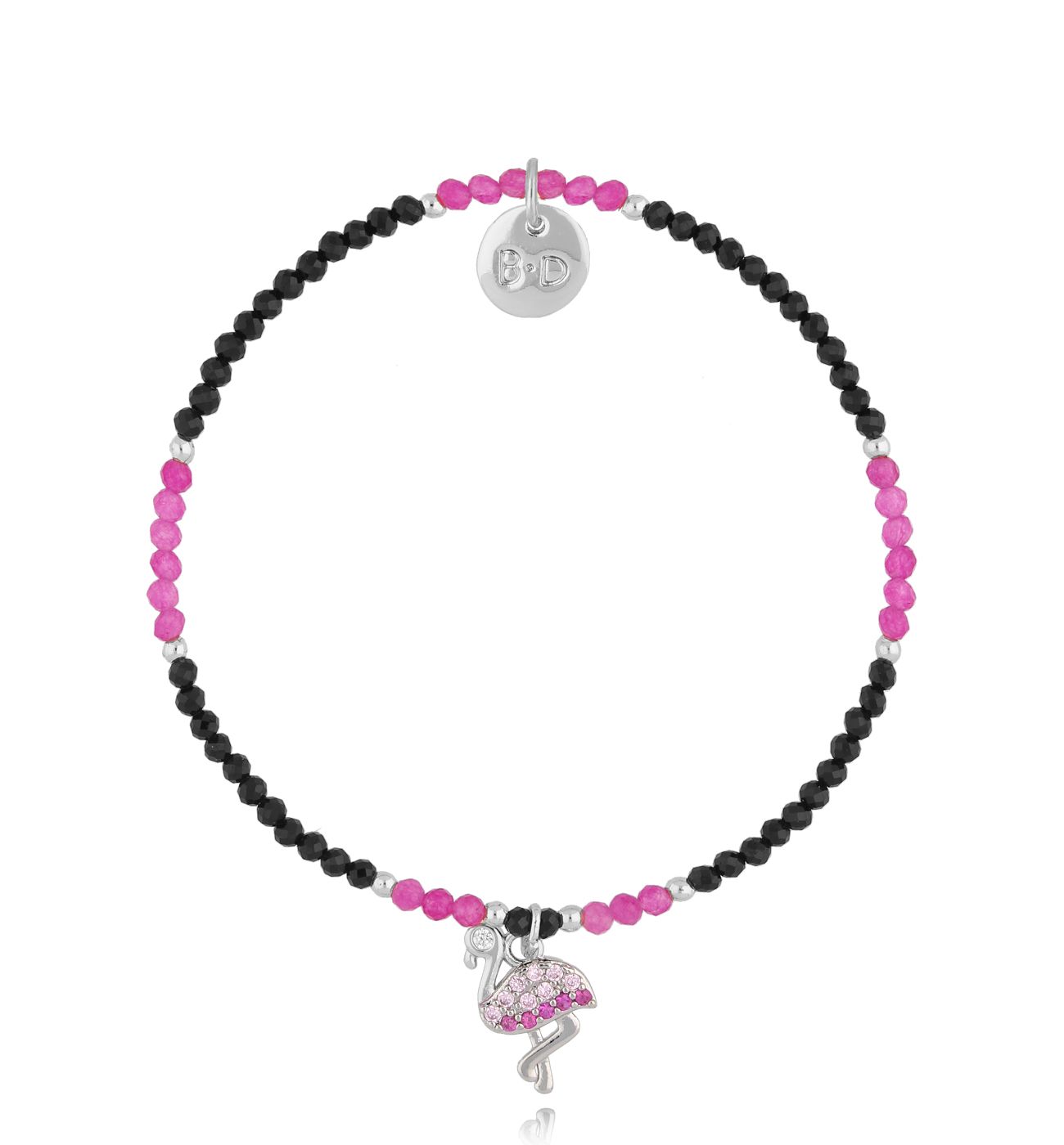 Bransoletka srebrna z turmalinami i flamingiem Cimarron BTW2282