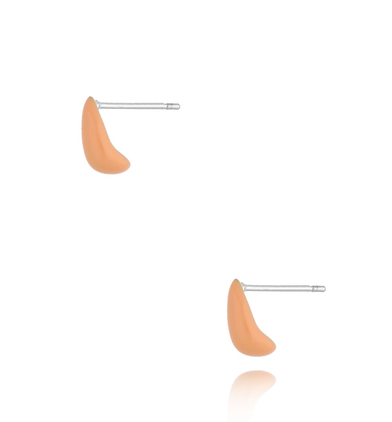 Kolczyki krople małe z brzoskwiniową emalią Tears - By Dziubeka