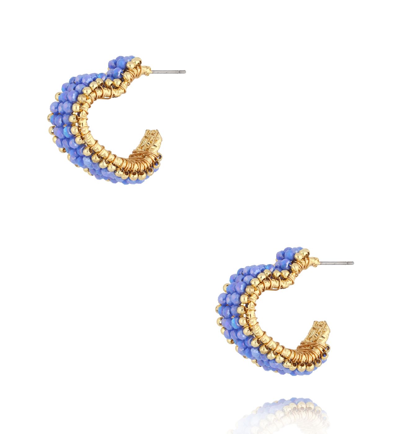 Kolczyki serca z niebieskimi kryształkami KWE0185