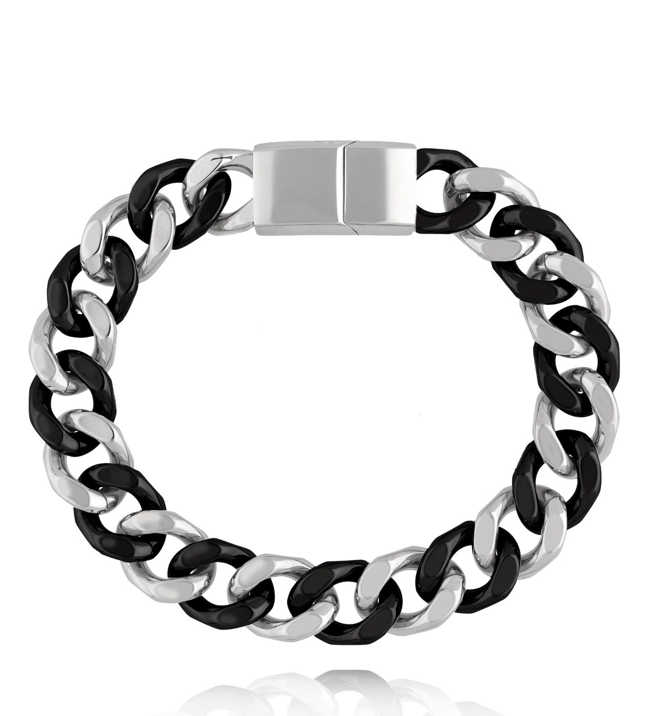 Bransoletka z łańcuchem srebrno czarnym BMITC0821