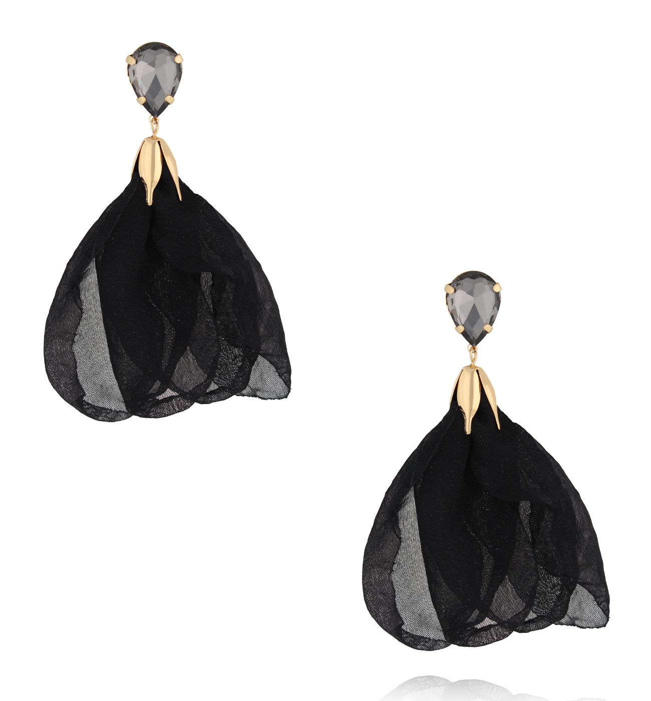 Kolczyki z czarną tkaniną KBL1923