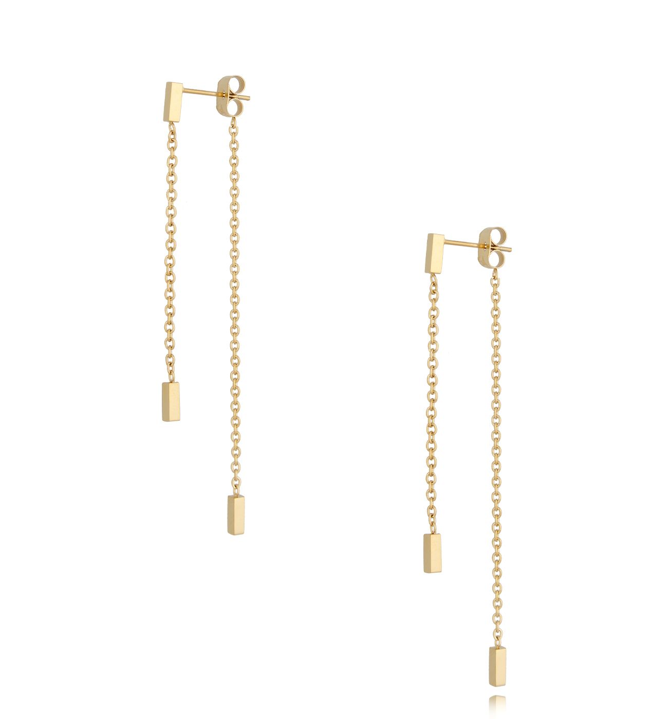 Kolczyki złote patyczki na długich łańcuszkach Marrini KSA0030