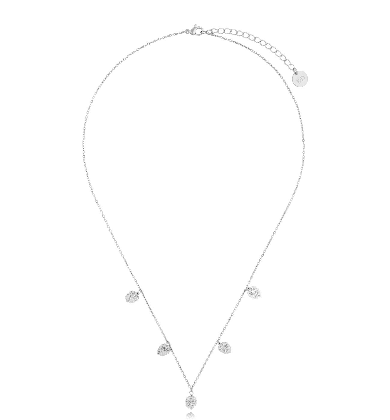 Naszyjnik srebrny z liśćmi monstery Serengeti - By Dziubeka