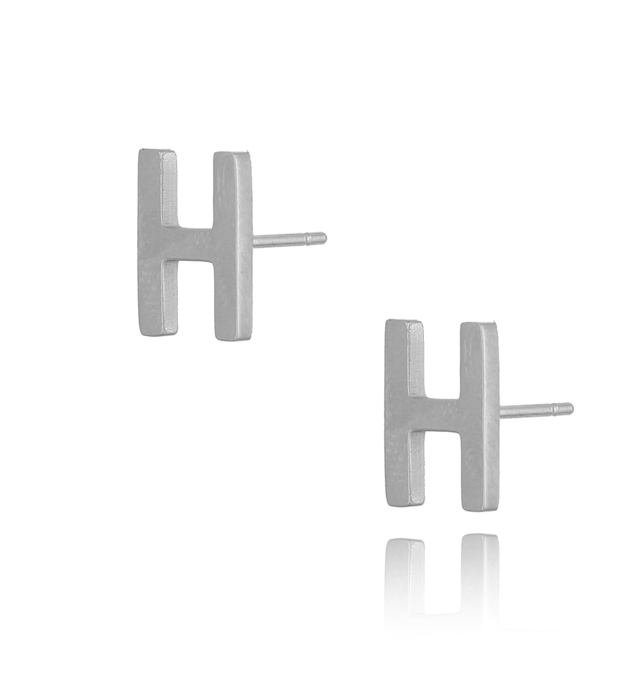 Kolczyki wkrętki srebrne z literką H - By Dziubeka