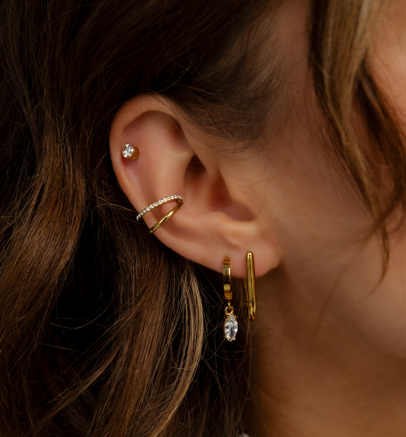 Zestaw złotych kolczyków Z0440