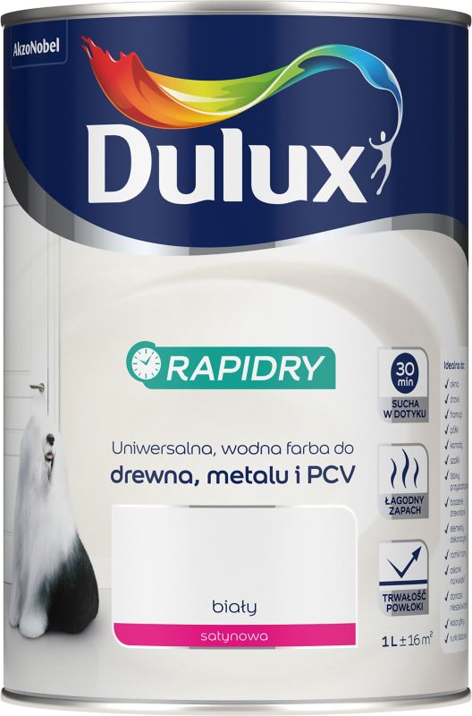 Emalia akrylowa Dulux Rapidry biała satynowa 1 l