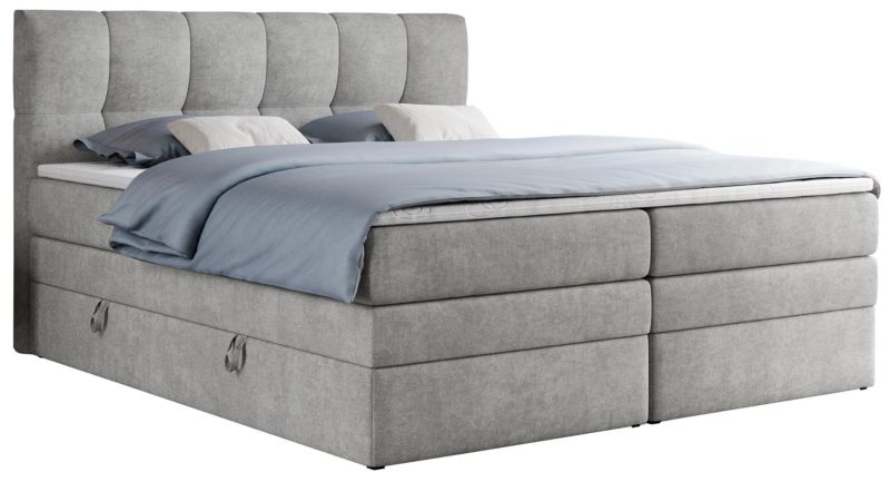 Łóżko kontynentalne MKS Meble ALVIN KING 160x200 H3 Jasnoszary struktura 1szt.