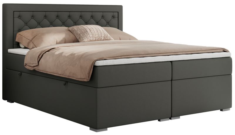 Łóżko kontynentalne MKS Meble JASIR 200x200 H4 ciemnoszary ekoskóra 1szt.