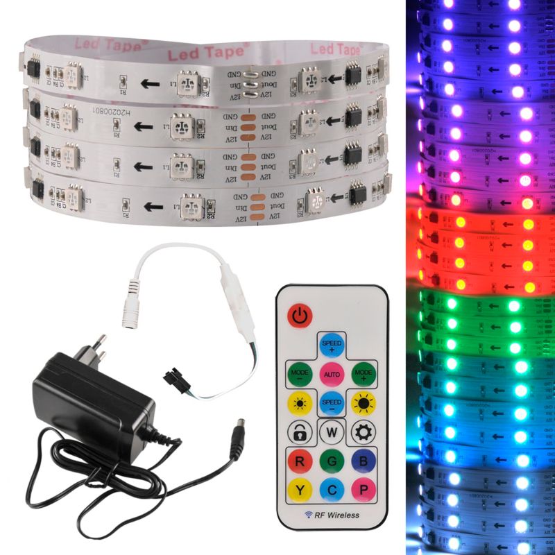 Zestaw taśma LED Sanico Goldlux 12V 24W 150 LED 5m RGB 108 funkcji, zasilacz kontroler pilot IP20-zasilacz/IP20 - taśma - 1 szt.