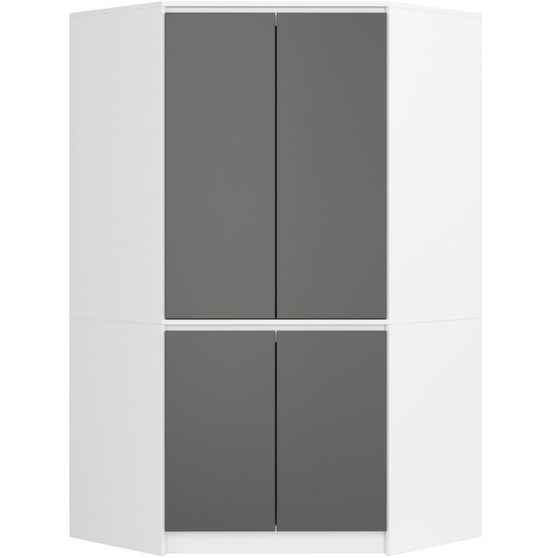 Szafa narożna Akord S100 Biała 100 cm 4 drzwi fronty kolor Szary mat 6 półek 100x50x180 cm 1 szt.