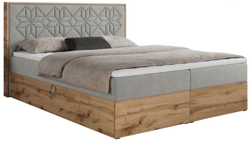 Łóżko kontynentalne MKS Meble NESSI 160x200 H4 Jasnoszary struktura 1szt