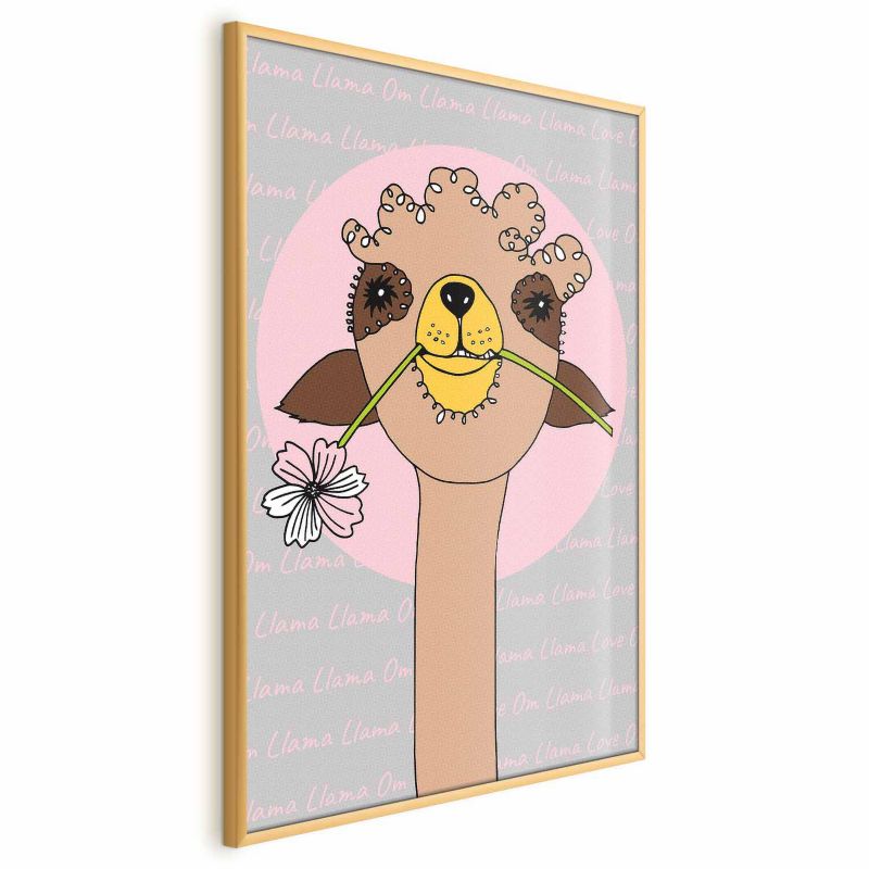 Plakat Artgeist Wesoła lama 60x90 cm z ramą złotą bez marginesu 1 szt