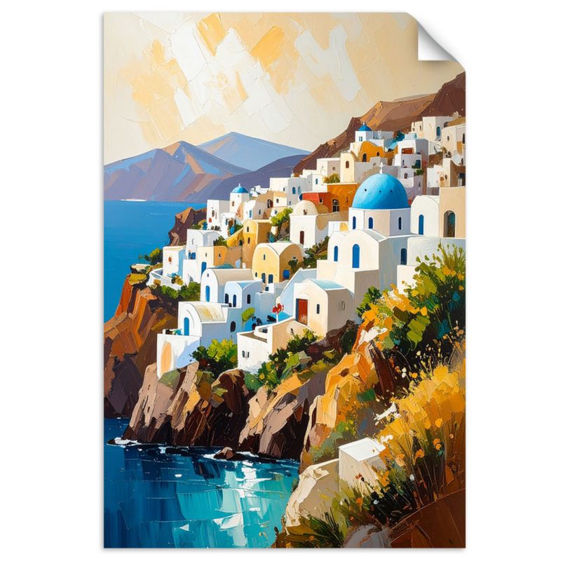 Naklejki samoprzylepne do salonu sypialni Feeby Santorini Grecja Pejzaż 90x130cm 1szt