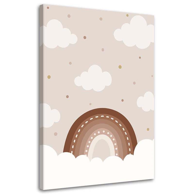 Obraz do pokoju dziecka Feeby Chmurki Tęcza Beżowy 40x60cm 1szt