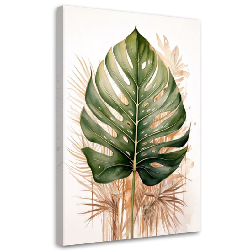 Obraz na płótnie Feeby Liść Monstera Akwarela Zielony Natura 40x60cm 1szt