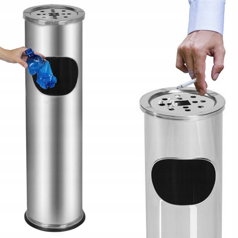 Koszopopielnica Metlex okrągła kosz na śmieci kubeł 10L srebrna 1 szt.