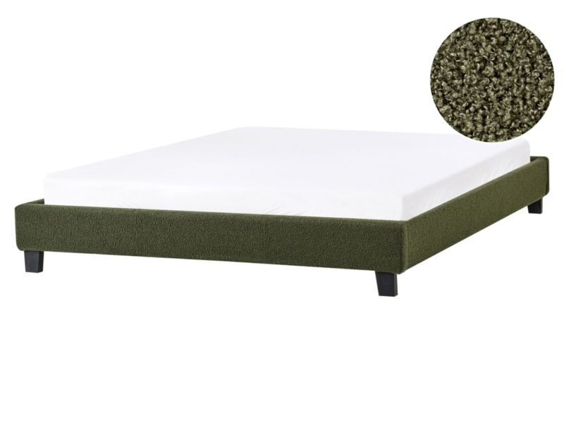 Łóżko bez zagłówka Boucle Roanne 160 x 200 cm Ciemnozielony 1 szt.