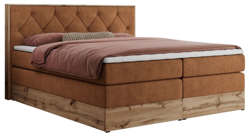 Łóżko kontynentalne MKS Meble VENETO KING 160x200 H3 pomarańczowy struktura 1szt.