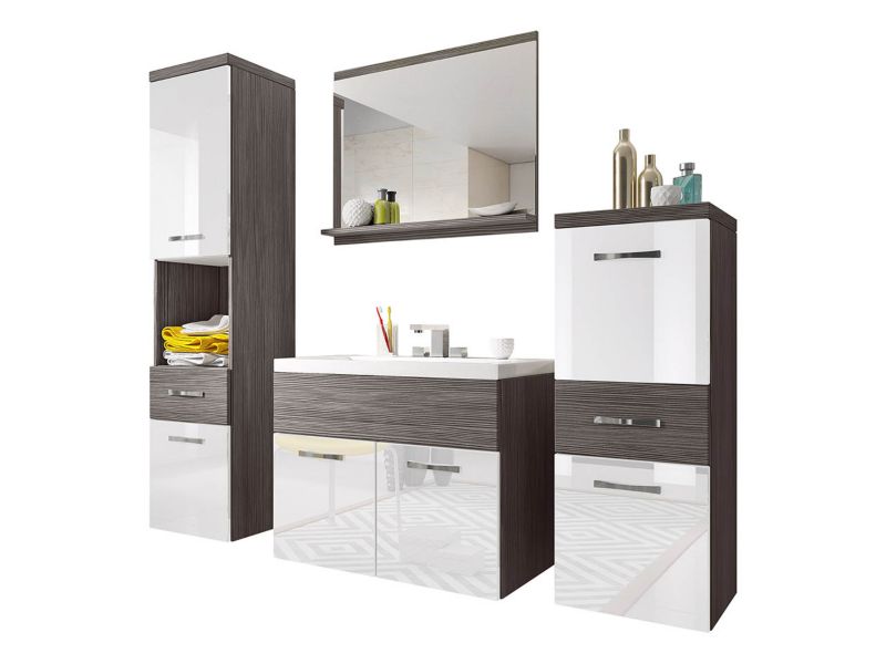 Meble łazienkowe MIRJAN 24 Alba I bodega / biały połysk 1 kpl.