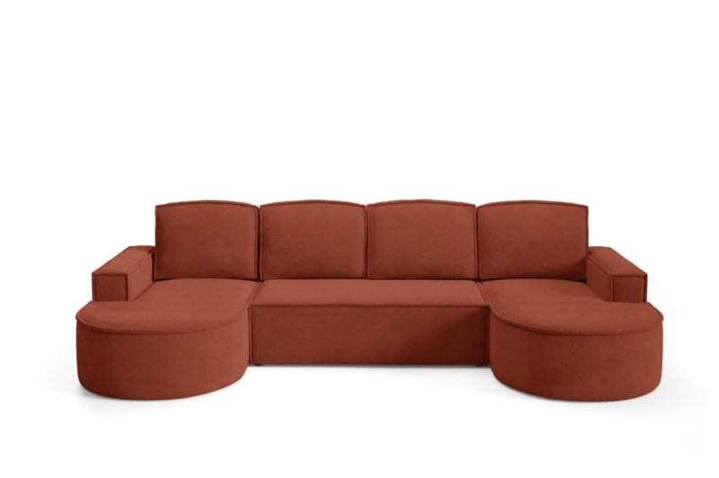 Narożnik w kształcie U Bettso FLOW z funkcją spania w tkaninie curio czerwony 1szt.