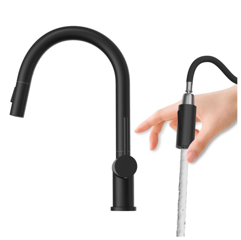 Bateria Kuchenna Z Wyciąganą Wylewką Obrotowa Wysoka Granitan Naya Czarna 1 szt.