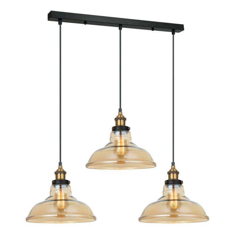 Lampa wisząca Italux Hubert 2063 czarno-złota industrialna 3xE27 x 40W 1 szt.