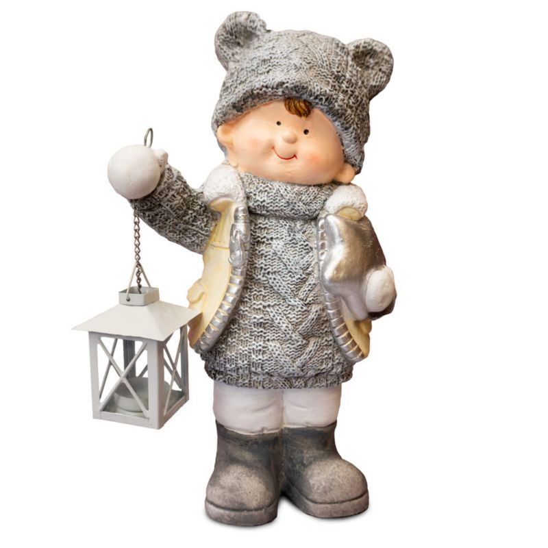 Figurka dekoracyjna chłopiec z latarnią, Solis Decor by Aleksandra Sobota, 39,5 cm, 1 szt.