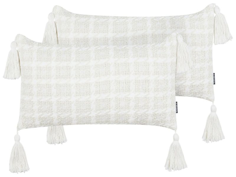 Zestaw 2 poduszek W kratkę Douris 30 x 60 cm Jasnobeżowy 1 par.