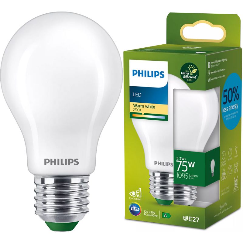 Żarówka LED Philips E27 A60 5.2W 1095lm 2700K 300st Klasa A 1 szt.