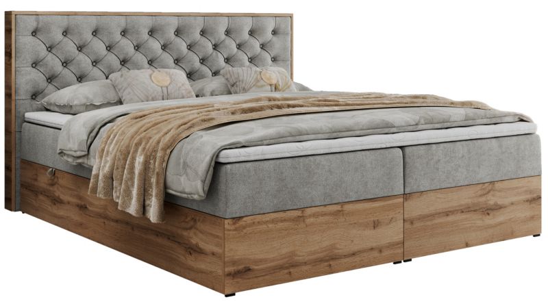 Łóżko kontynentalne MKS Meble ALBERO 3 200x200 H4 Jasnoszary struktura 1szt.