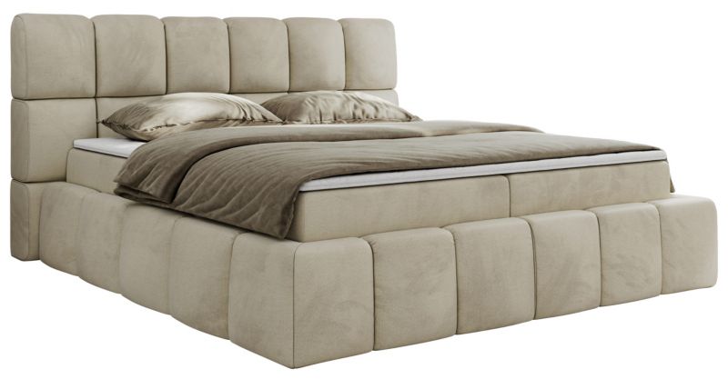 Łóżko kontynentalne MKS Meble NIRA 200x200 H4 beżowy welwet 1szt.