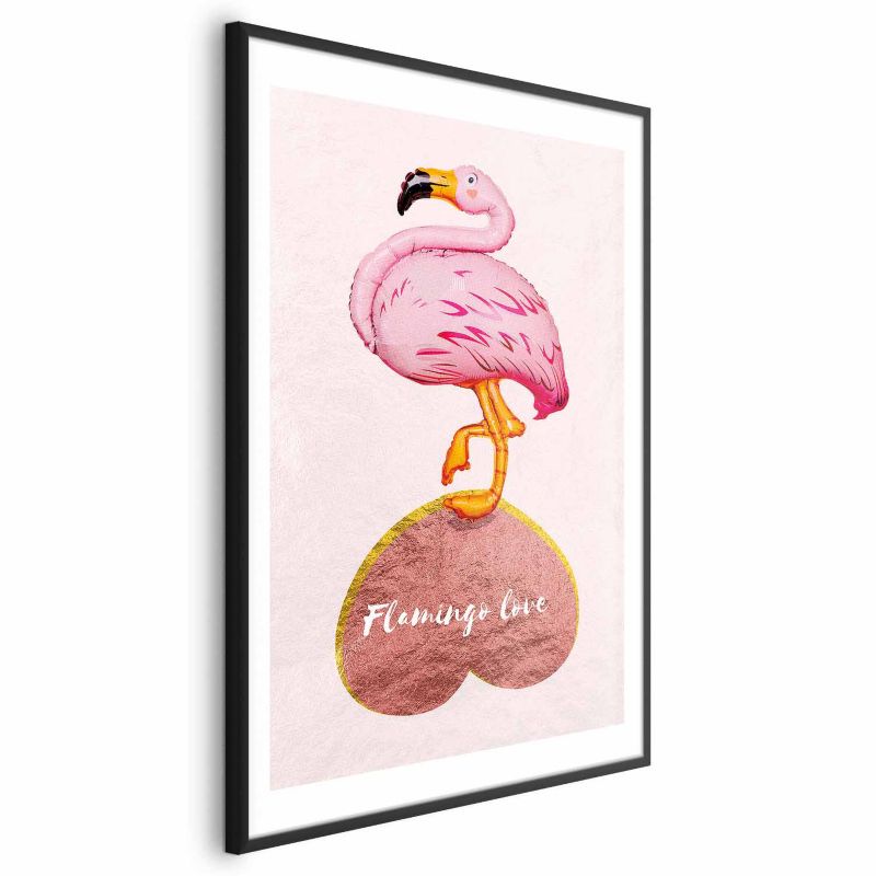 Plakat Artgeist Zakochany flaming 21x30 cm z ramą czarną z marginesem 1 szt