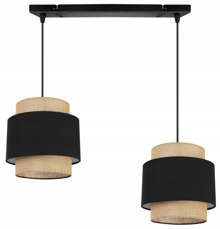 Lampa sufitowa wisząca Light Home LH Boho 2x E27 60W abażur juta czarny 1szt.
