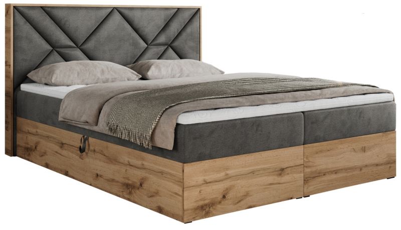 Łóżko kontynentalne MKS Meble GUNAR 140x200 H4 Ciemnoszary welvet 1szt