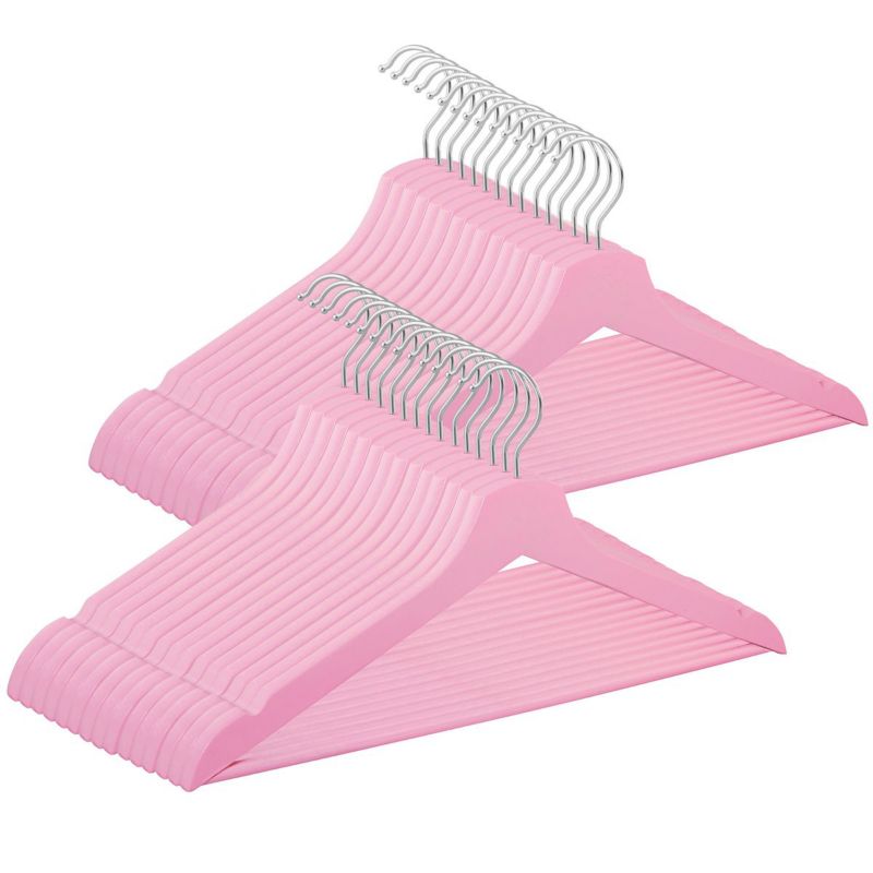 Wieszaki na ubrania Springos drewniane zestaw 30 szt. różowe 1 kpl.