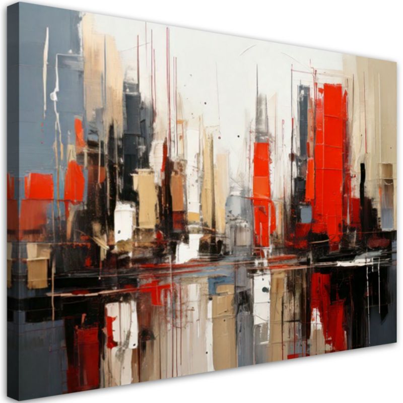 Obraz nowoczesny Feeby Abstrakcjyjne miasto beżowy czerwony 60x40cm 1szt