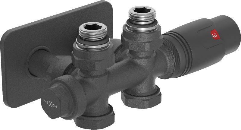 Zestaw termostatyczny kątowy/prosty Mexen G00 antracyt 1 szt.
