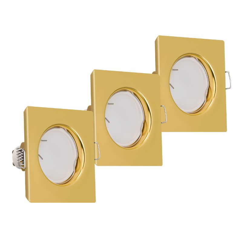 Oprawy sufitowe oczka, DPM, kwadratowe, złote, 3 szt.