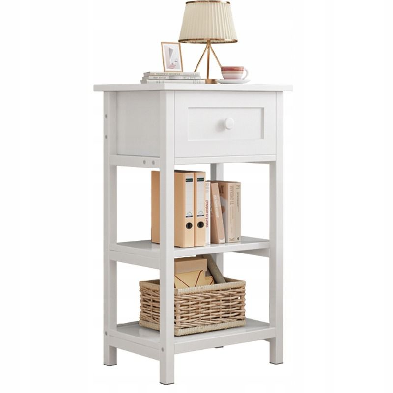 Stolik nocny Rebiko boczny drewniany z szufladą 2 półkami loft nowoczesny 45 cm 1 szt.