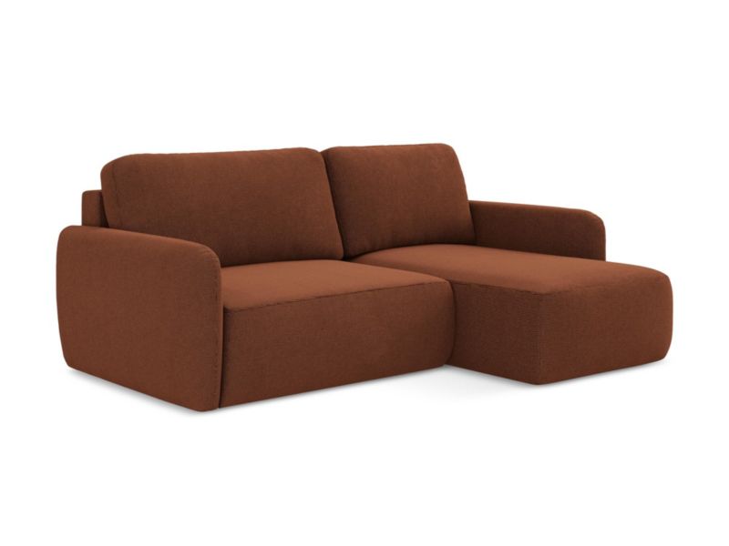 Narożnik prawostronny z funkcją spania LaMiaSofa CORLE z tkaniny strukturalnej 207x148 cm terakota 1 szt.