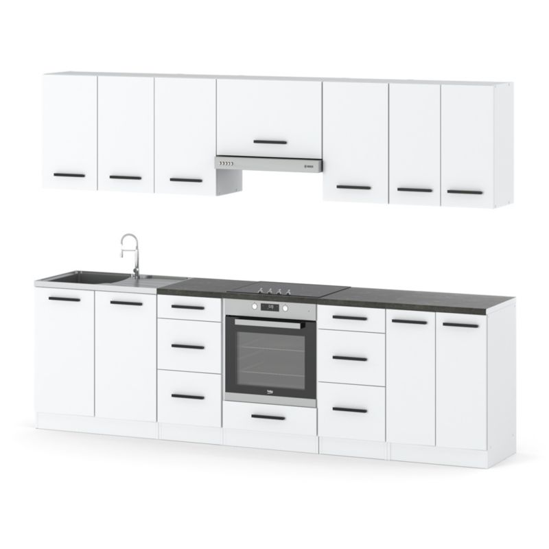 Zestaw Kuchenny Hurtownia-Mebli Z Blatem Kuchnia Roma 280cm Biały Mat Biały Mat 280x47x145 cm 1szt.