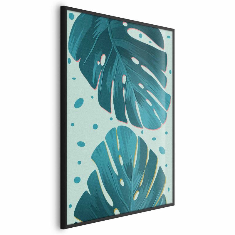 Plakat Artgeist Zroszone liście 40x60 cm z ramą czarną bez marginesu 1 szt