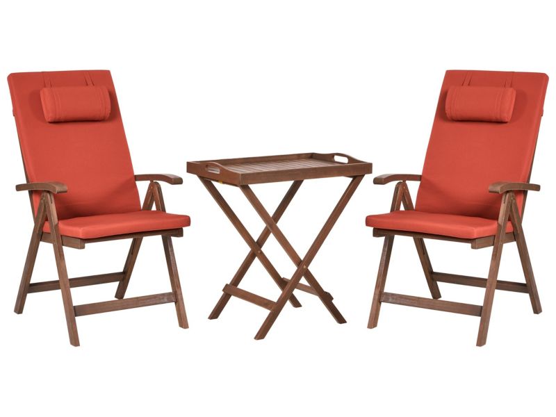 Zestaw mebli balkonowych Amantea premium Drewno akacjowe Czerwony 1 kpl