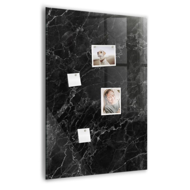 Szklana tablica magnetyczna Wallfluent 70x100 cm Ciemny marmur Biały marker 1 szt.