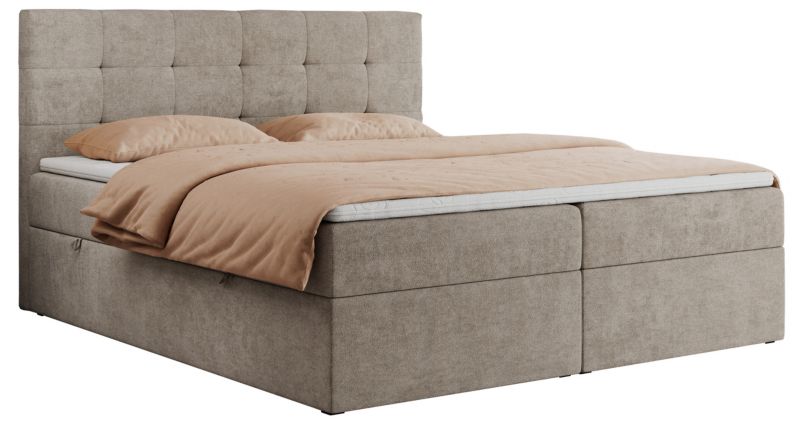 Łóżko kontynentalne MKS Meble CENTOS 200x200 H3 Beżowy struktura 1szt.