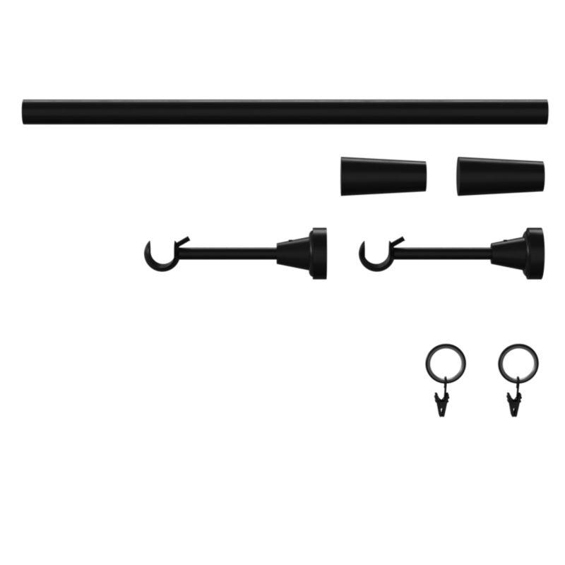 Karnisz pojedynczy GoodHome Araxosi 19 mm 200 cm stożek czarny