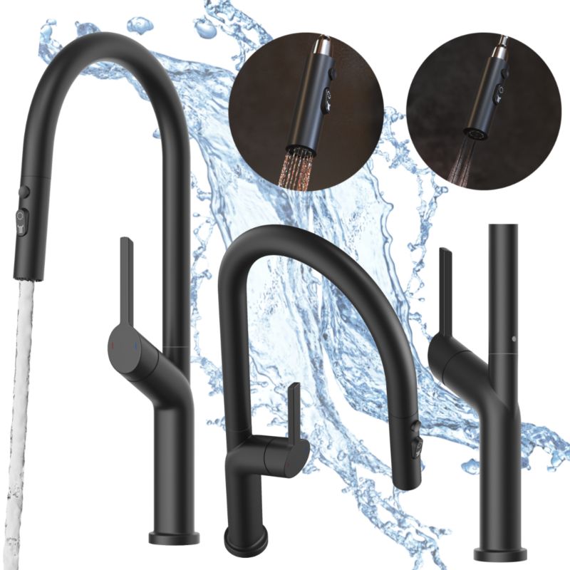 Bateria kuchenna Granitan Nokka Wyciągana Wylewka Czarny 1szt.